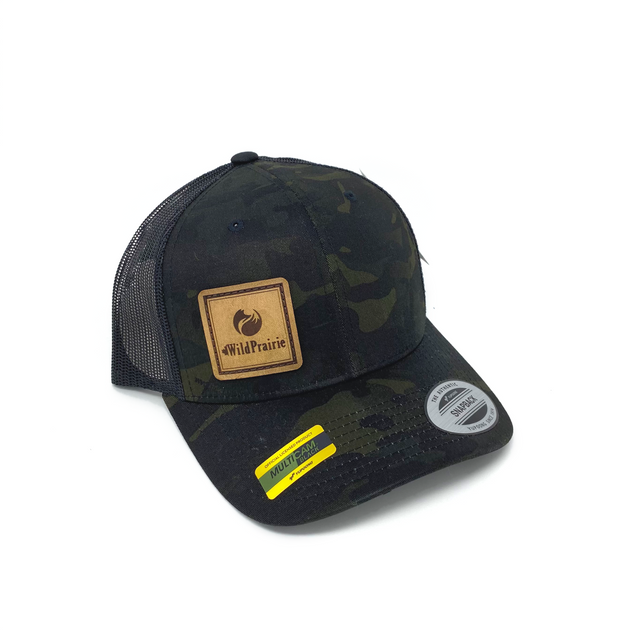 Leather Patch Cap- black camo – Wild Prairie Designs
