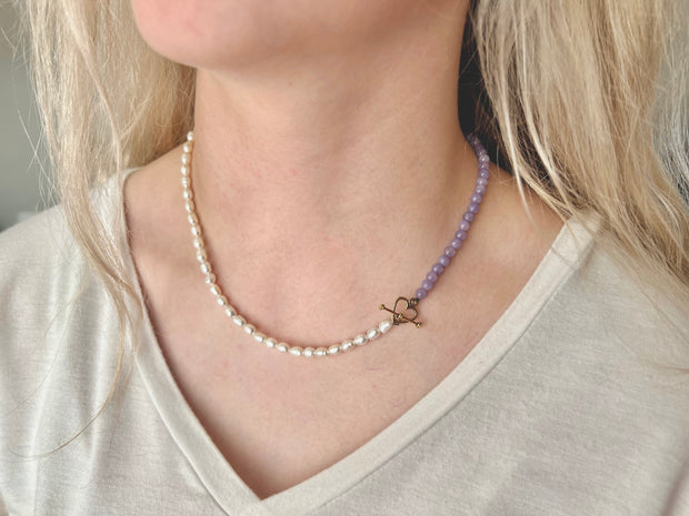Mini freshwater pearl & gemstone  necklace