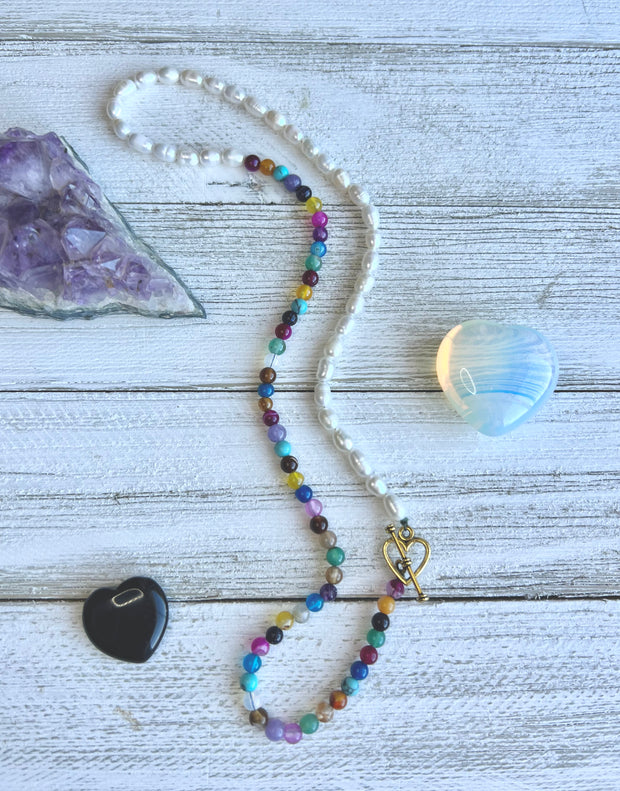 Mini freshwater pearl & gemstone  necklace