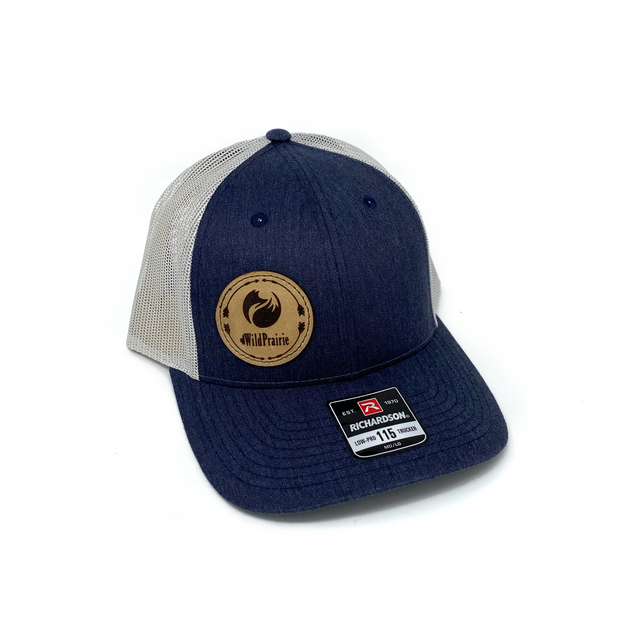 Leather Patch Cap- heather navy/silver