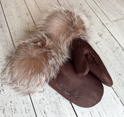 LIMITED EDITION Mitts- burgundy fox fur- *2 colours*