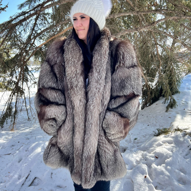 Fur Coat- silver fox 2XL