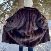 Fur Coat- dark brown mink XL