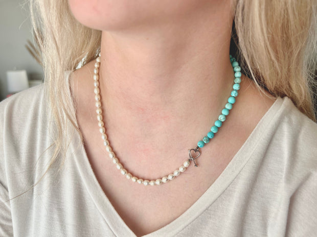 Freshwater pearl & gemstone  necklace