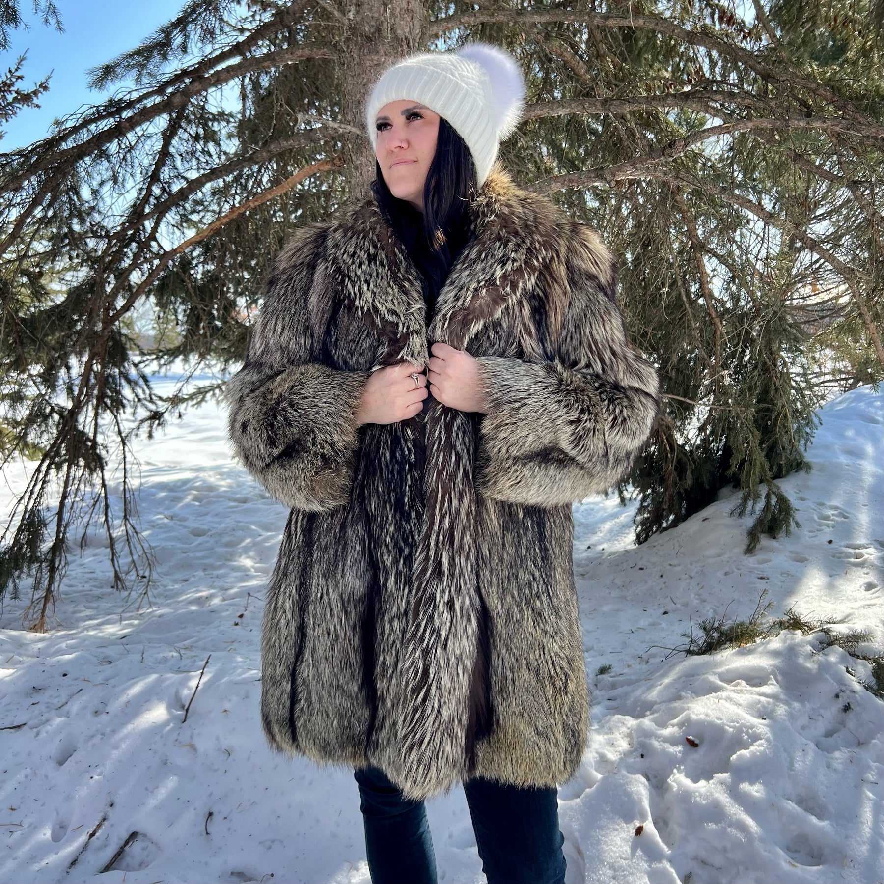 White Mongolian Lamb Fur Coat | SKANDINAVIK FUR