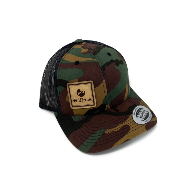 Leather Patch Cap- green camo